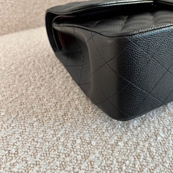 Authentic Chanel Classic Flap Jumbo Black Caviar SilverTone Hardware - Picture 8 of 15